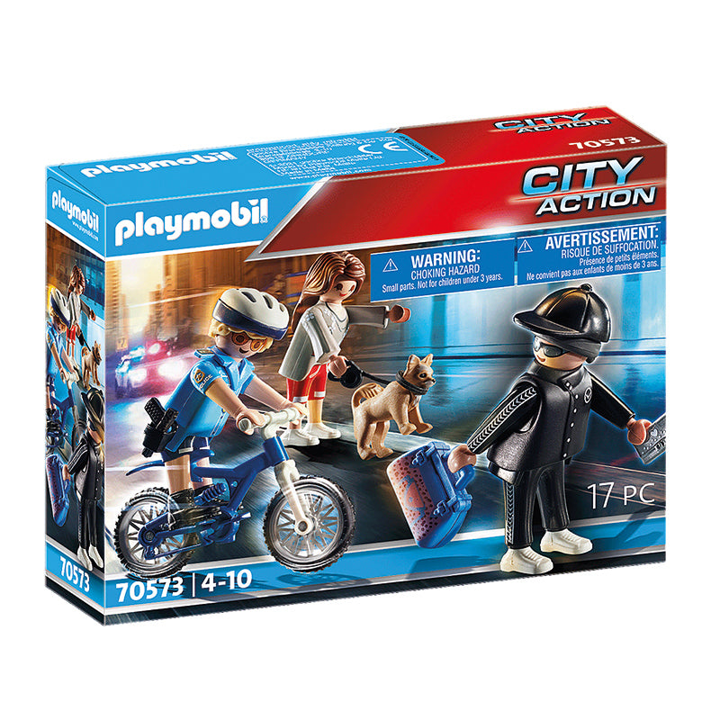 Playmobil - Bicicleta da polícia de ação da cidade com ladrão