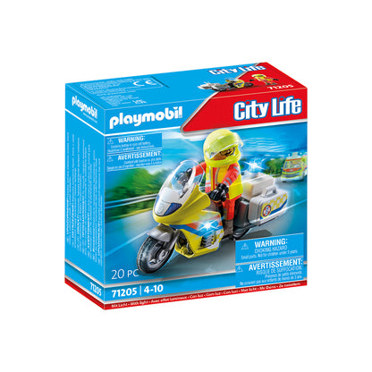 Playmobil de emergência com Motocicleta intermitentes luzes