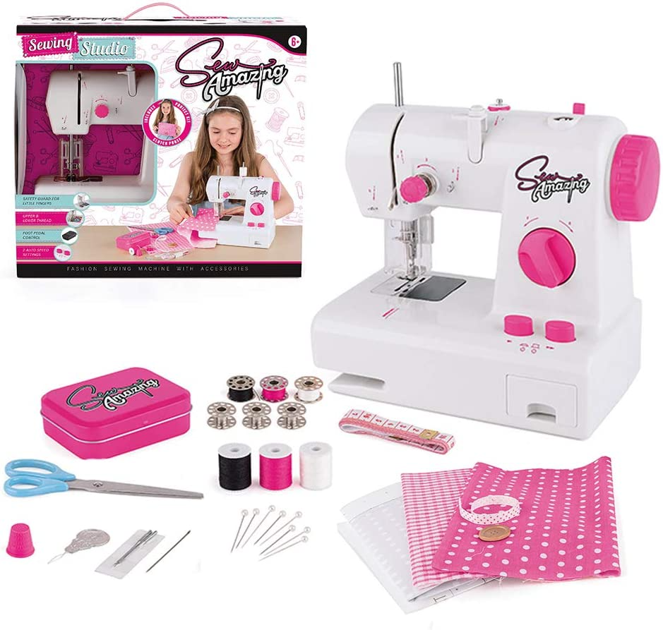 Sew Amazing  Estúdio | Brinquedo STEAM para máquina de costura, conjunto educacional completo para meninas e crianças iniciantes