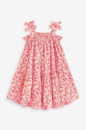 |BigGirl| Vestido Ombro a Ombro Vermelho Ditsy - (3-16anos)