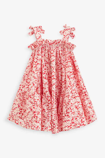 |BigGirl| Vestido Ombro a Ombro Vermelho Ditsy - (3-16anos)